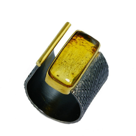 Silver Ring with Amber