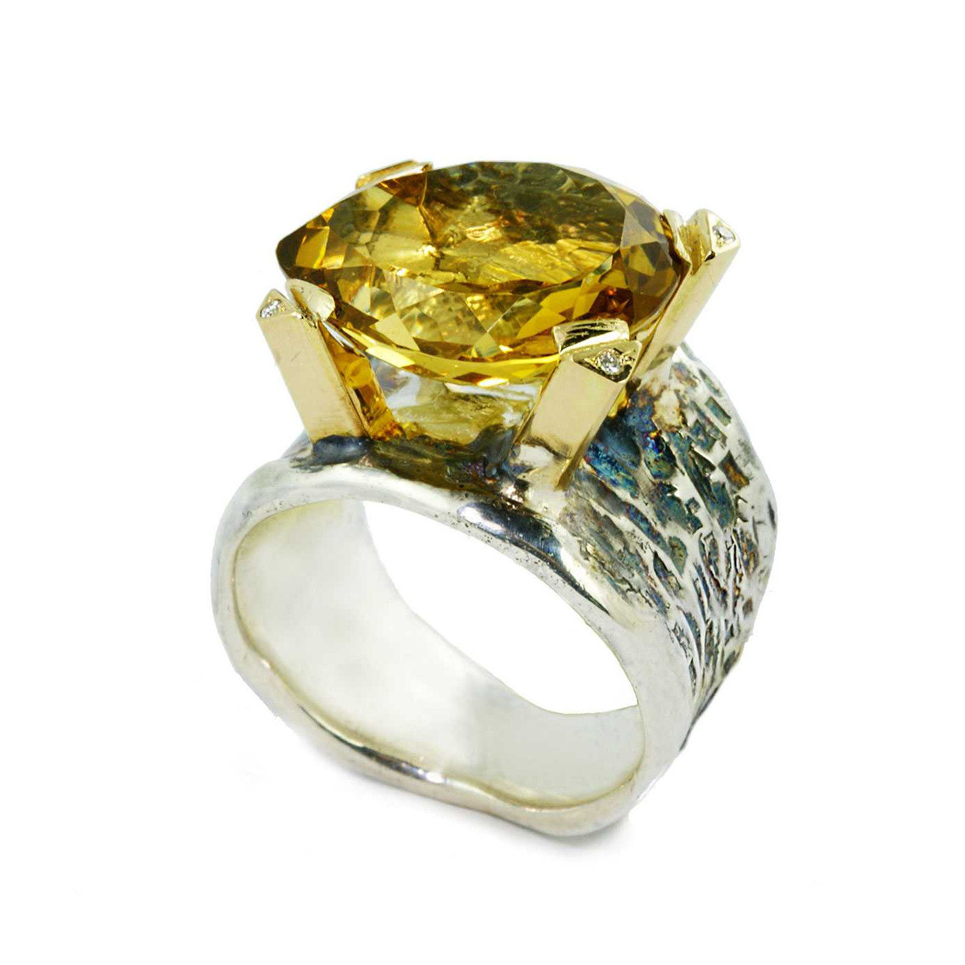 Topaz and Diamonds Ring