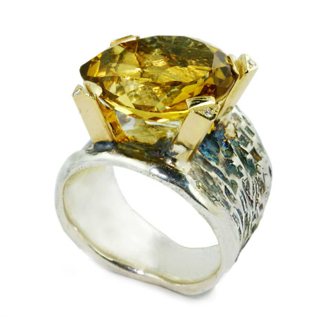 Topaz and Diamonds Ring