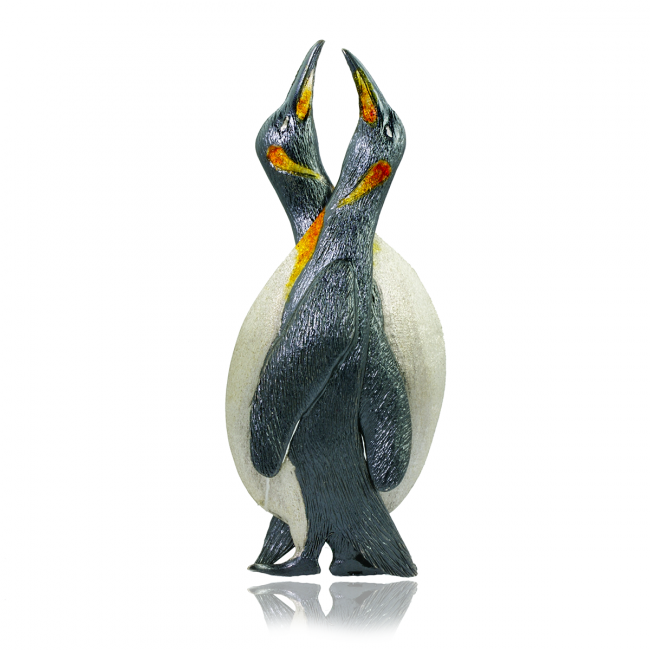 Penguins Silver Brooch