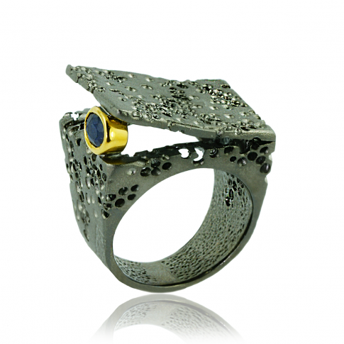 German Kabirski Sapphire Silver Ring