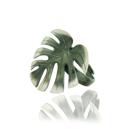 Monstera Leaf Silver Ring