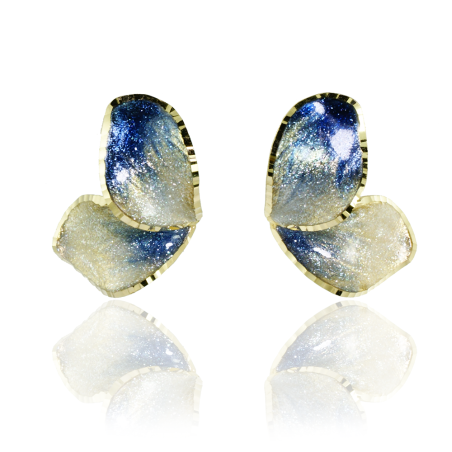 Blue Flower Golden Earrings