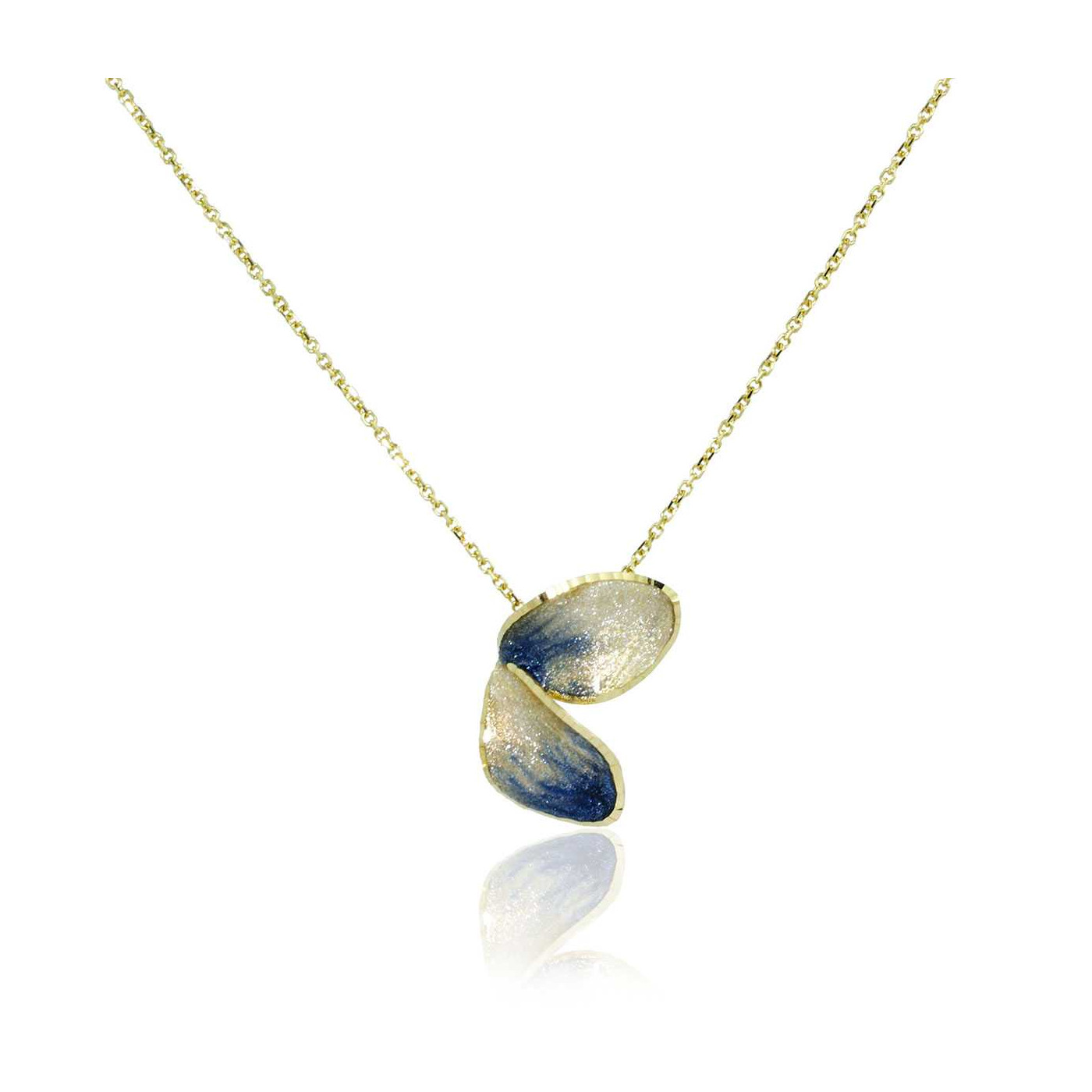 Blue Flower Golden Necklace