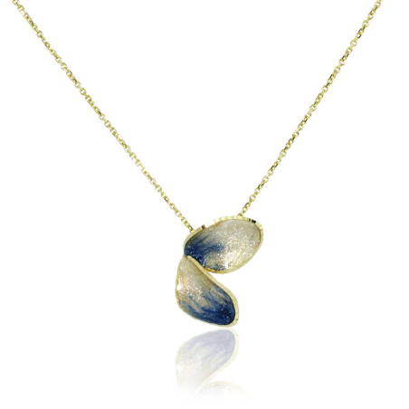 Blue Flower Golden Necklace