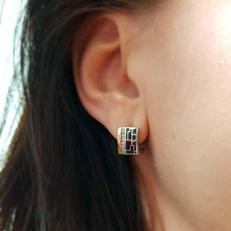 Silver & Gold Enamel Earring