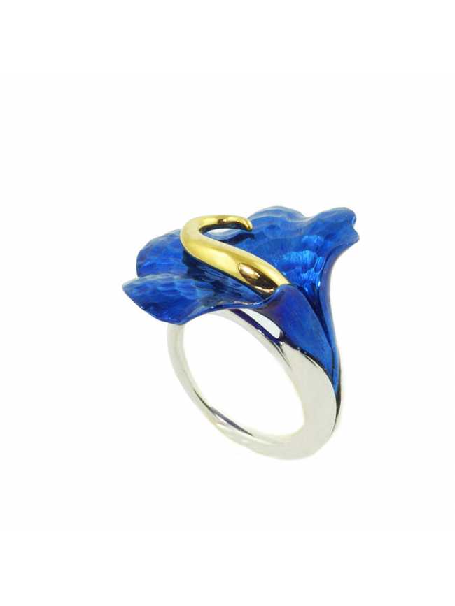 Niebieski Kwiat - pierścionek ze srebra i tytanu
