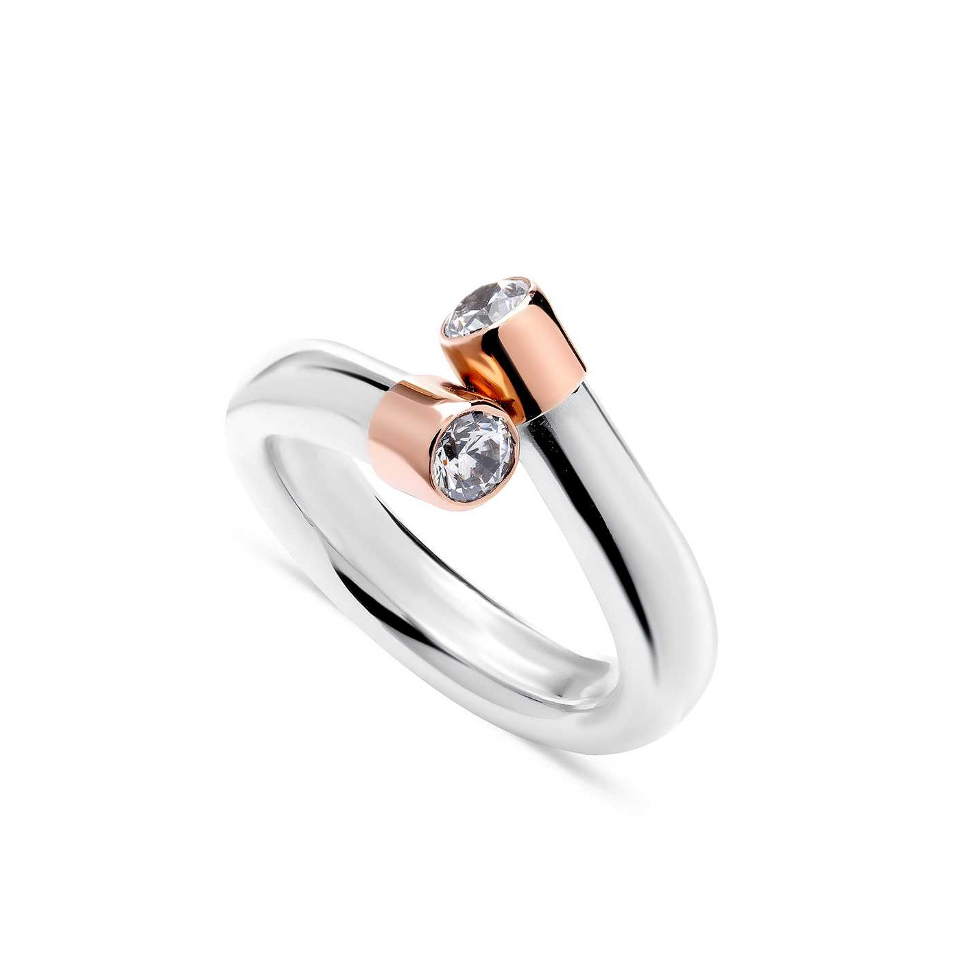 Silver and Rose Gold 375 Zircon RING