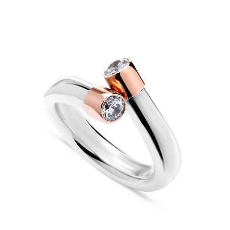 Silver and Rose Gold 375 Zircon RING