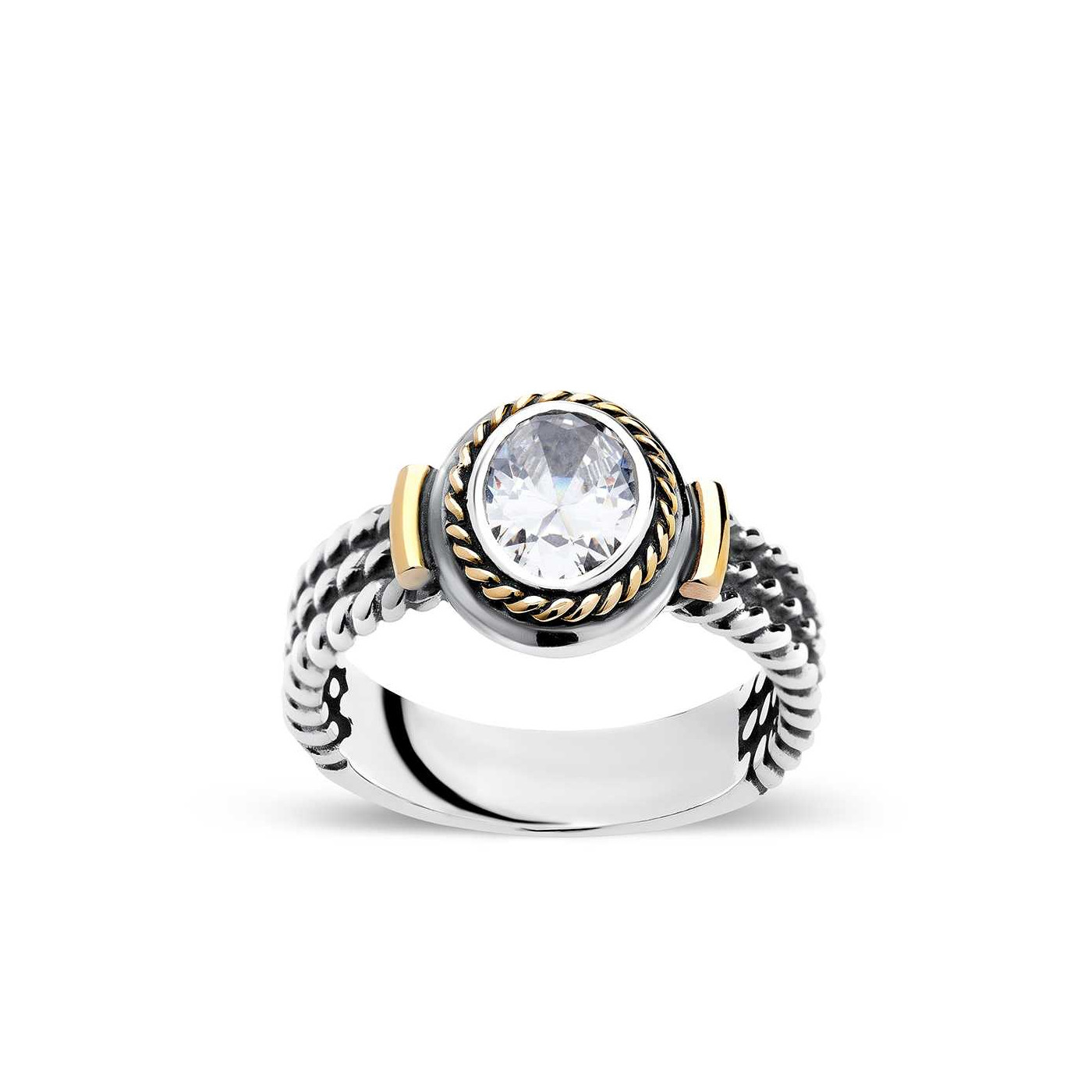 RETRO Silver and Gold ZIRCON Ring