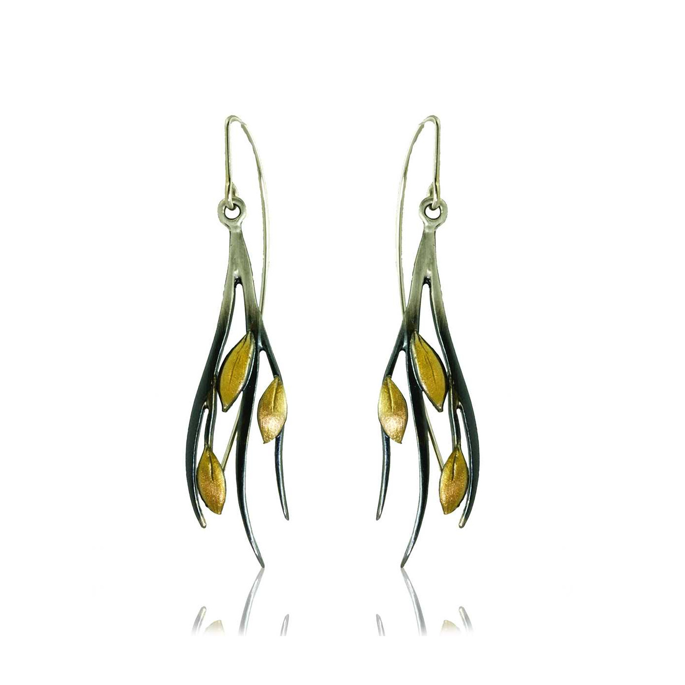 Golden Leaves - Silver Earrings