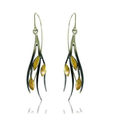 Golden Leaves - Silver Earrings