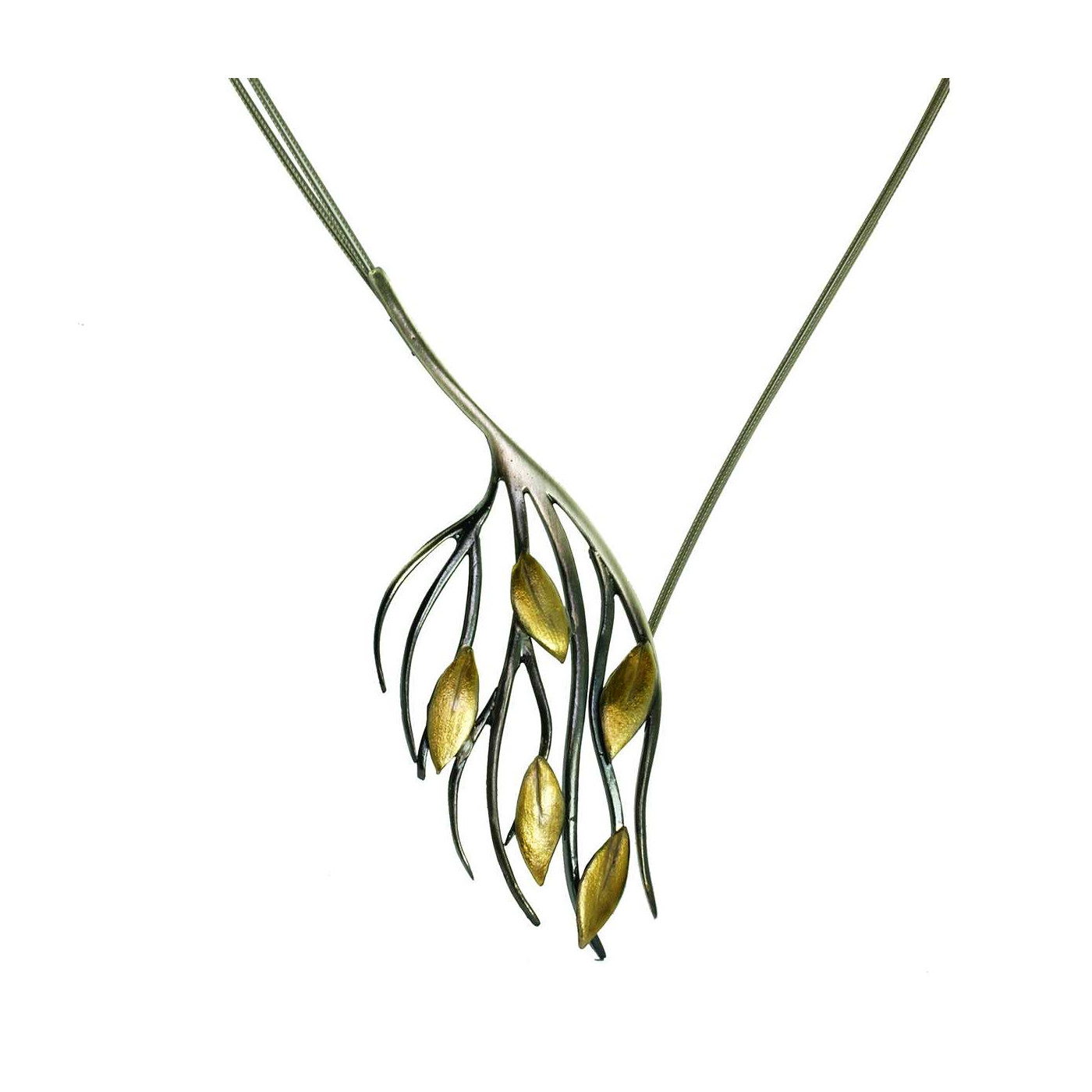 Golden Leaves - Silver Necklace