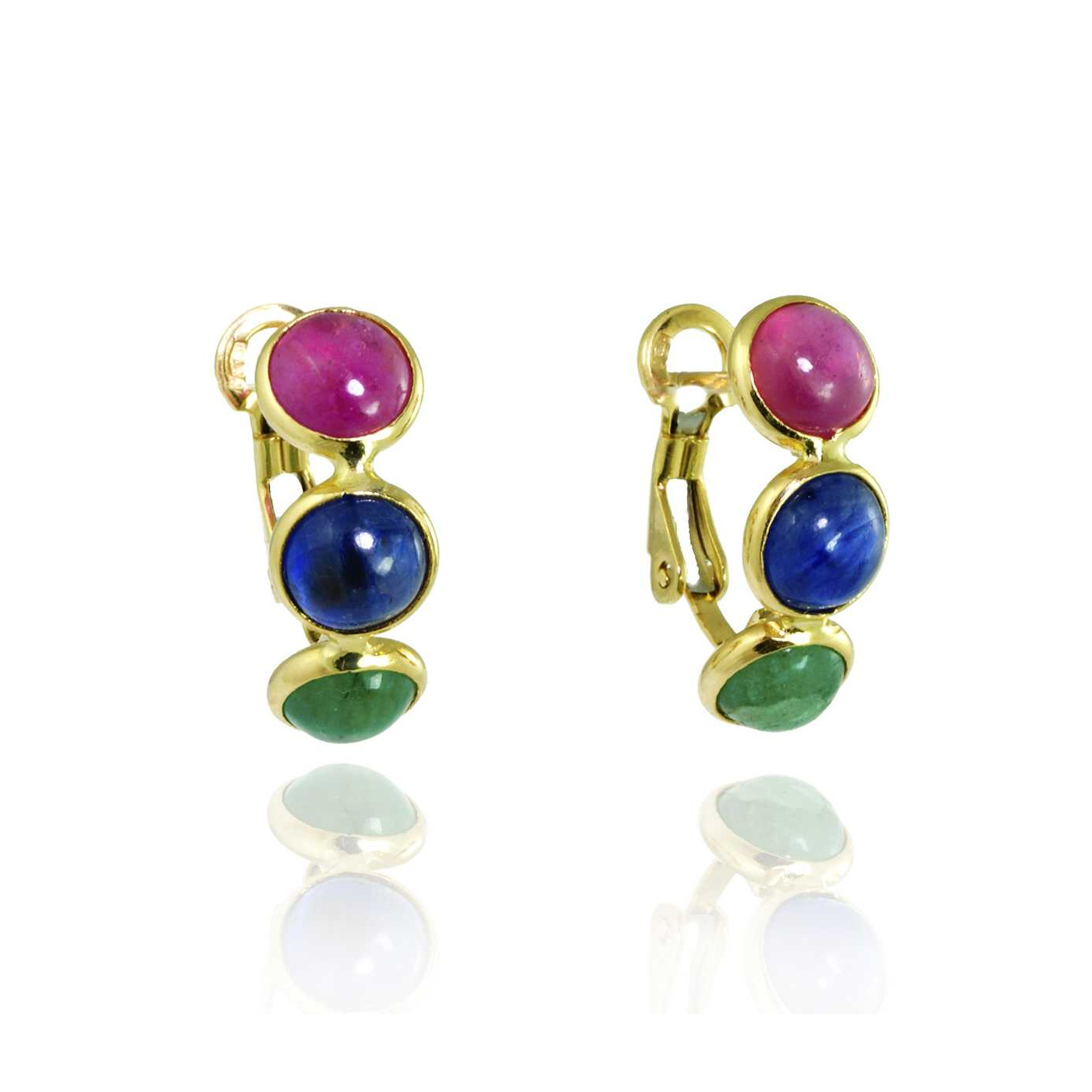 Sapphire Emerald Ruby 585 (14K) Gold Earrings