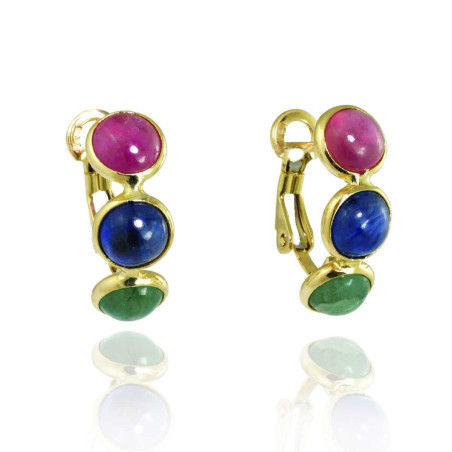 Sapphire Emerald Ruby 585 (14K) Gold Earrings