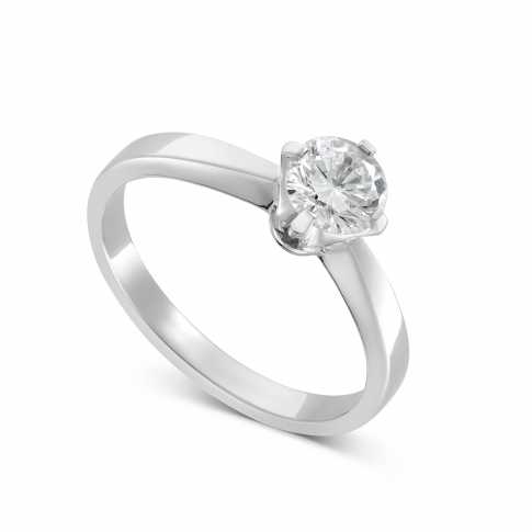 Engagement Ring in White Gold (14K) with Round 0,59 LC Diamond