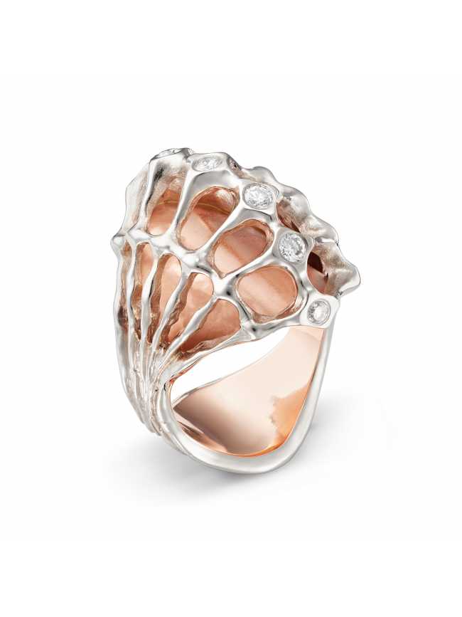 White and Rose Gold Diamonds 0,3ct Ring