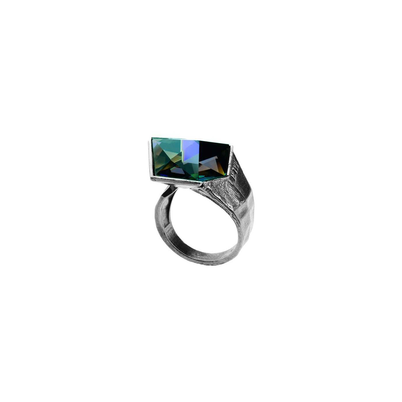 Black Rhodium Silver Crystal RING