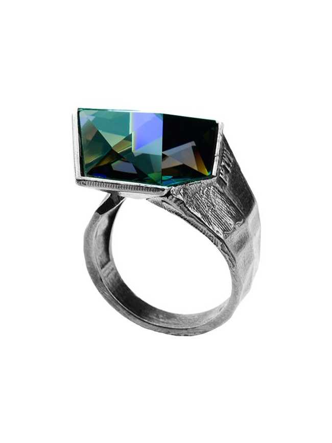 Black Rhodium Silver Crystal RING