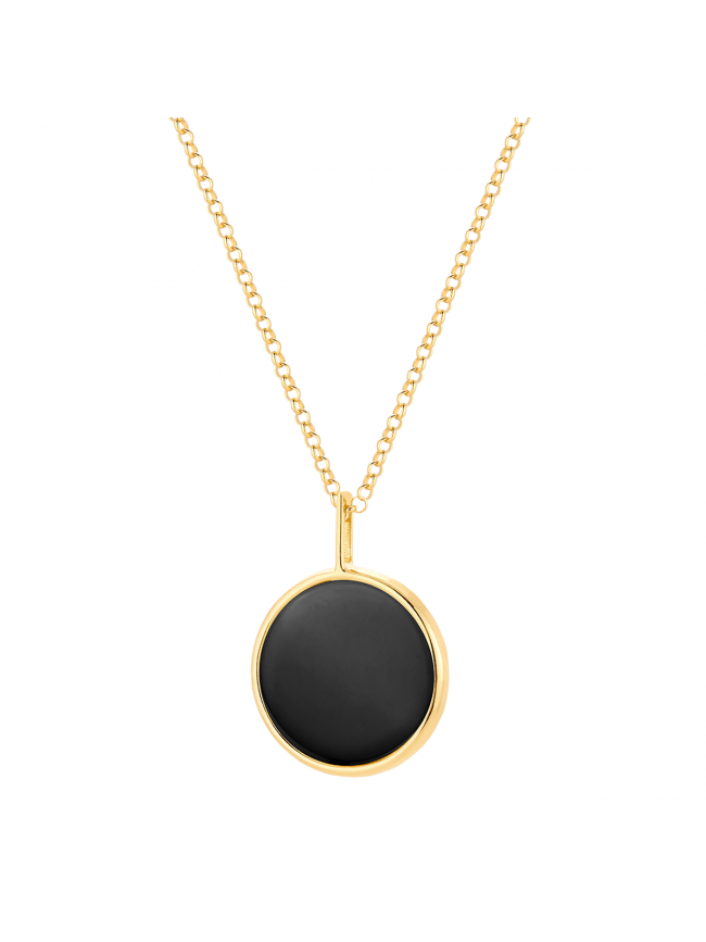 Silver Onyx Necklace plated 24 ct gold