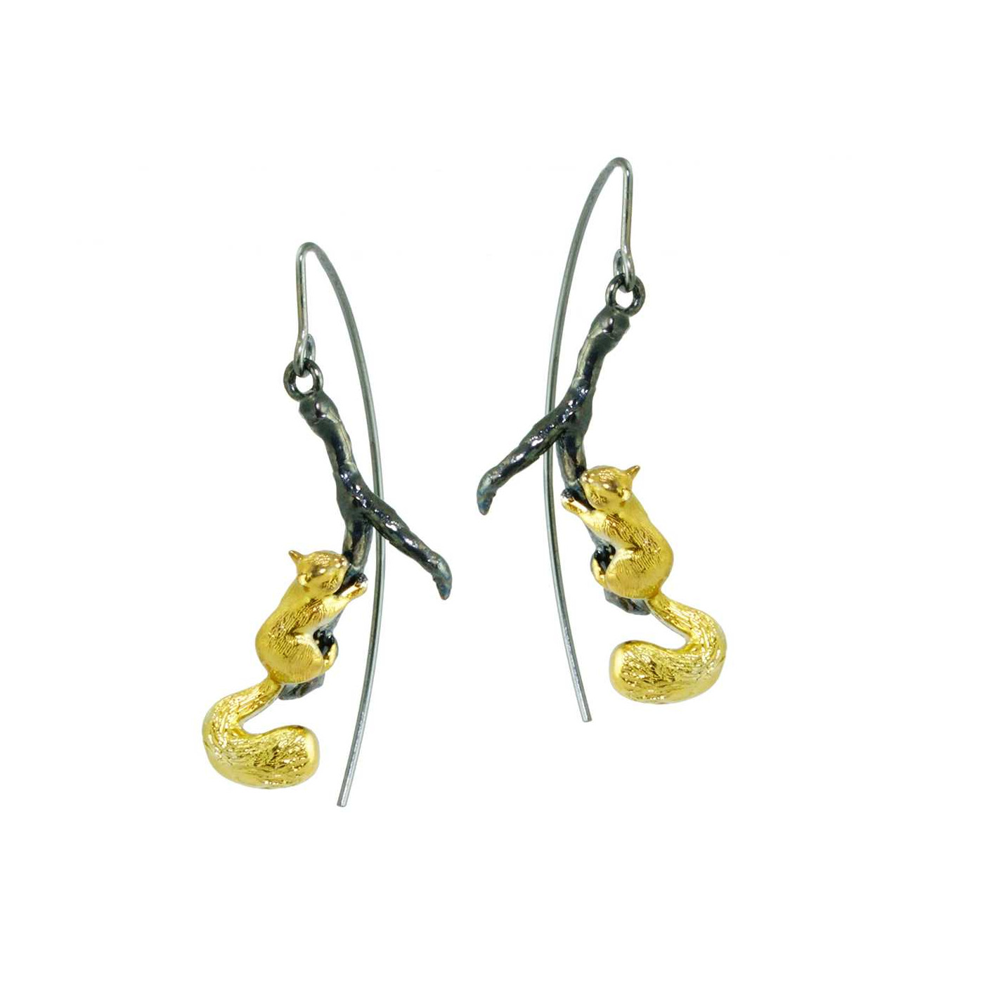 Squirrels Silver Earrings