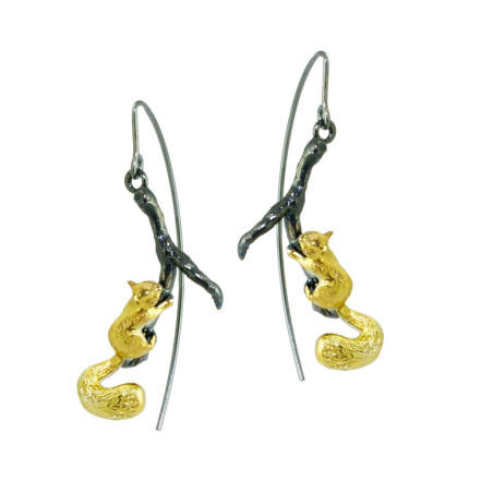 Squirrels Silver Earrings