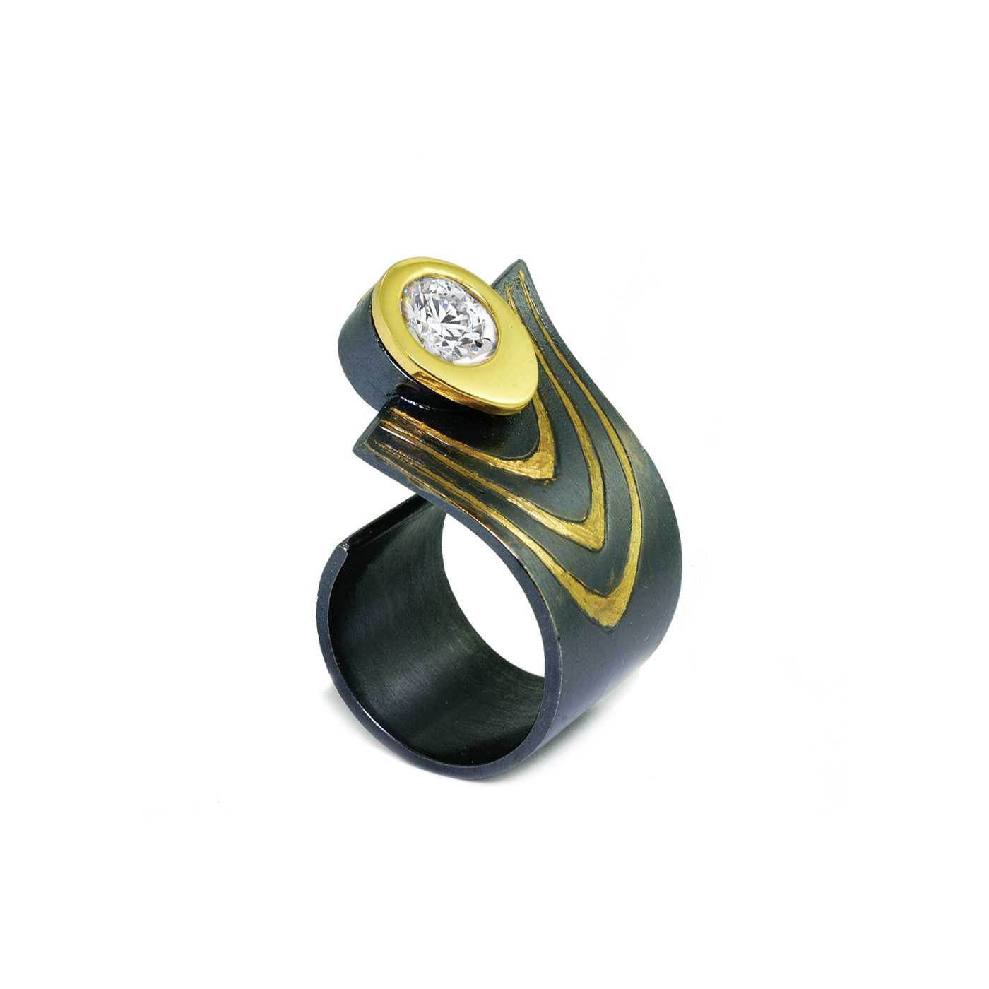 Black and Gold Zircon Ring