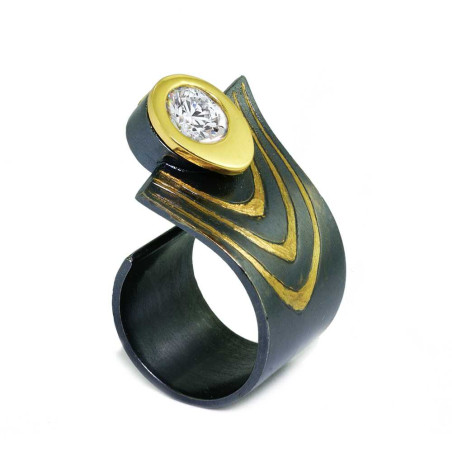 Black and Gold Zircon Ring