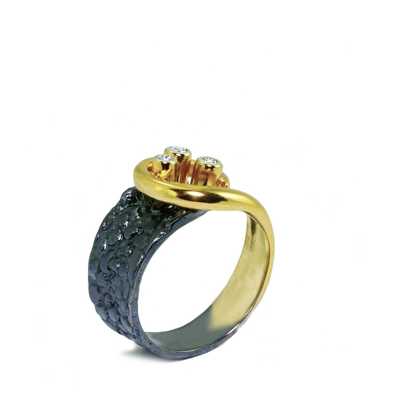 Black Silver Zircon Ring