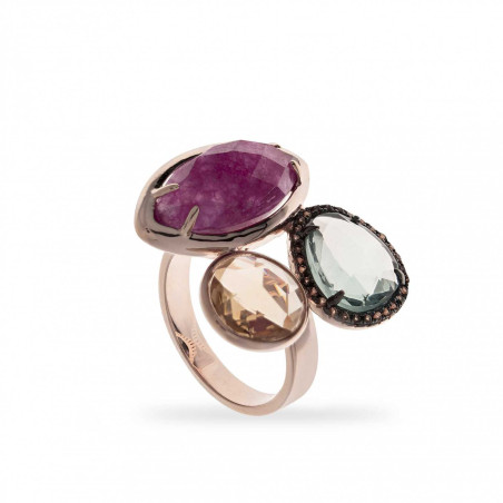 LINEARGENT Rose gold plated silver ring with garnet