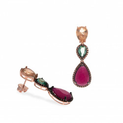 Rose gold plated garnet earrings