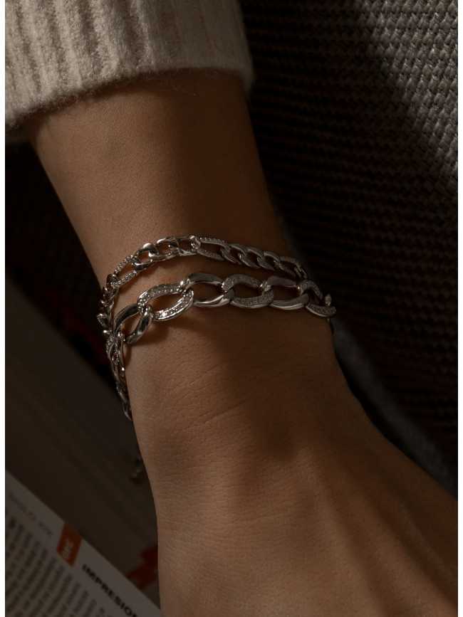 Silver chain bracelet with zircons