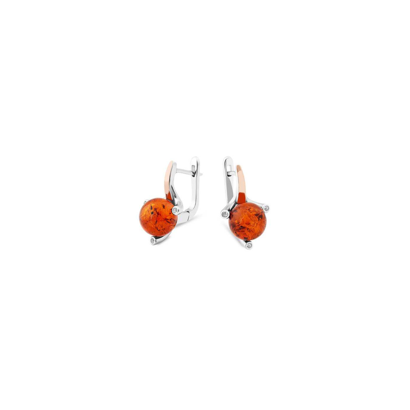 Silver and gold Amber Earrings