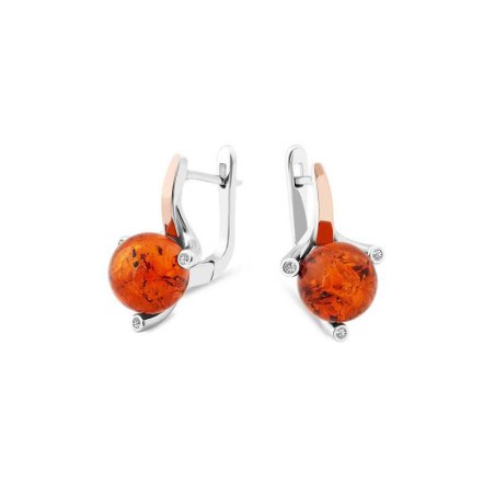 Silver and gold Amber Earrings