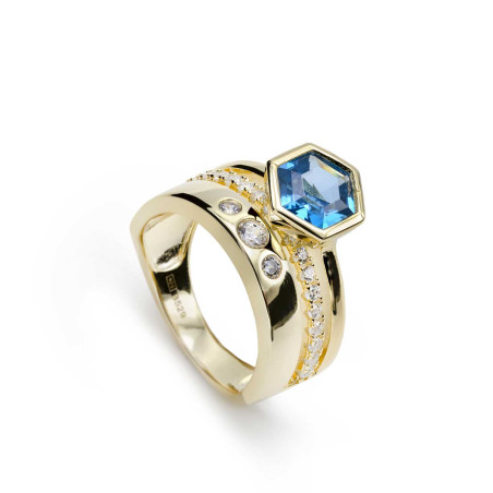 LINEARGENT Blue Stone Silver Ring