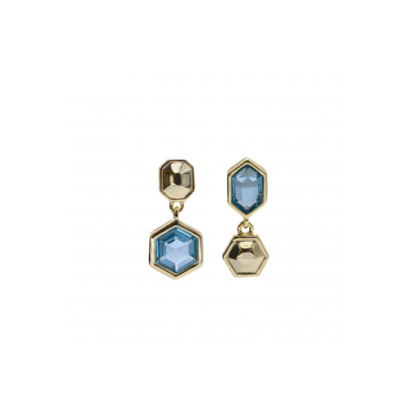 Asymmetrical Silver Earrings with blue stones