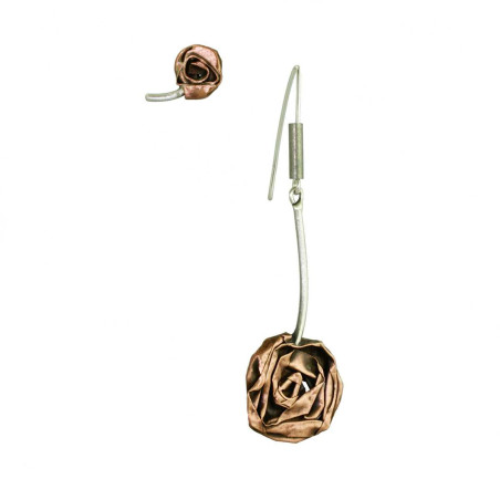 Silver Roses Asymmetrical Earring