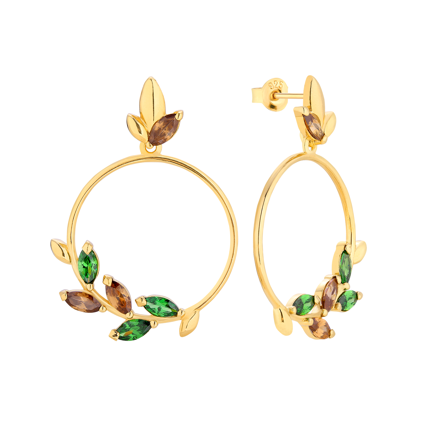 Gold plated silver hoop earrings