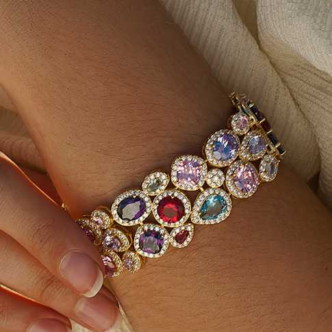 Bracelet with stones and zirconia thick design