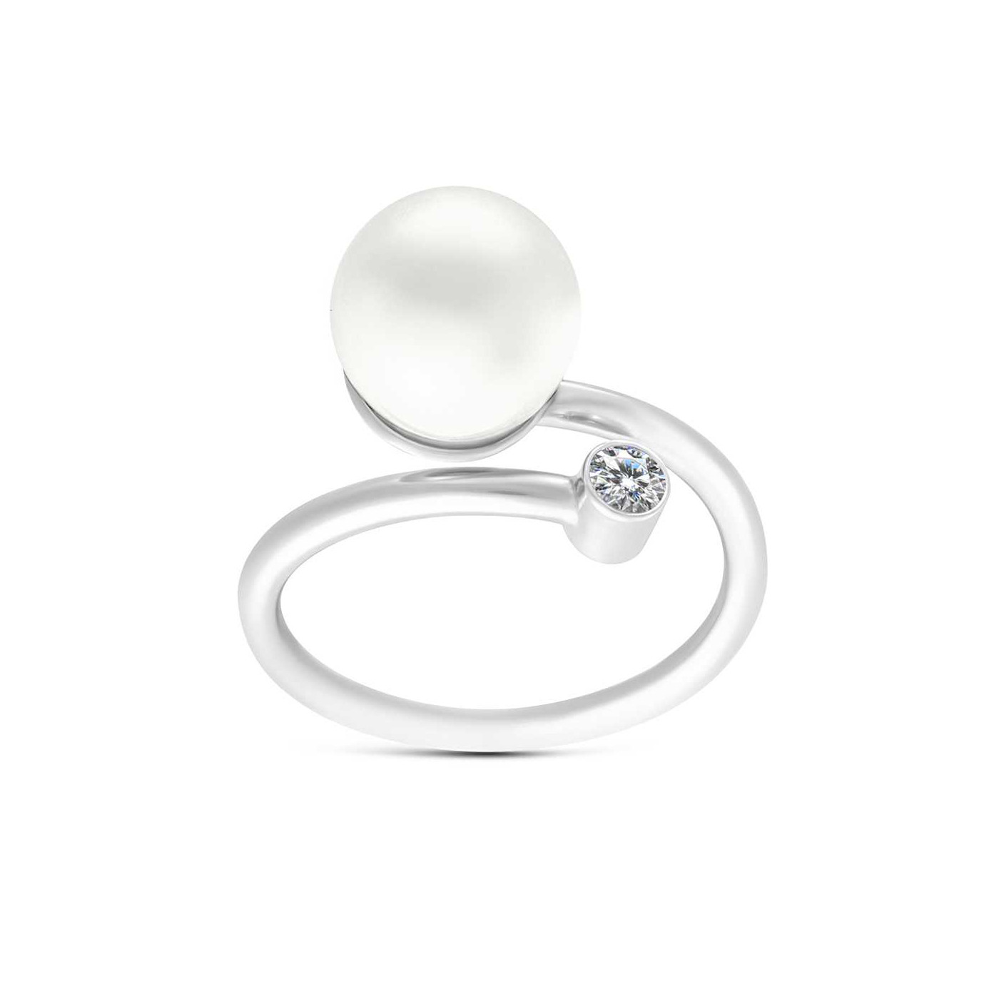 Pearl and diamond ring