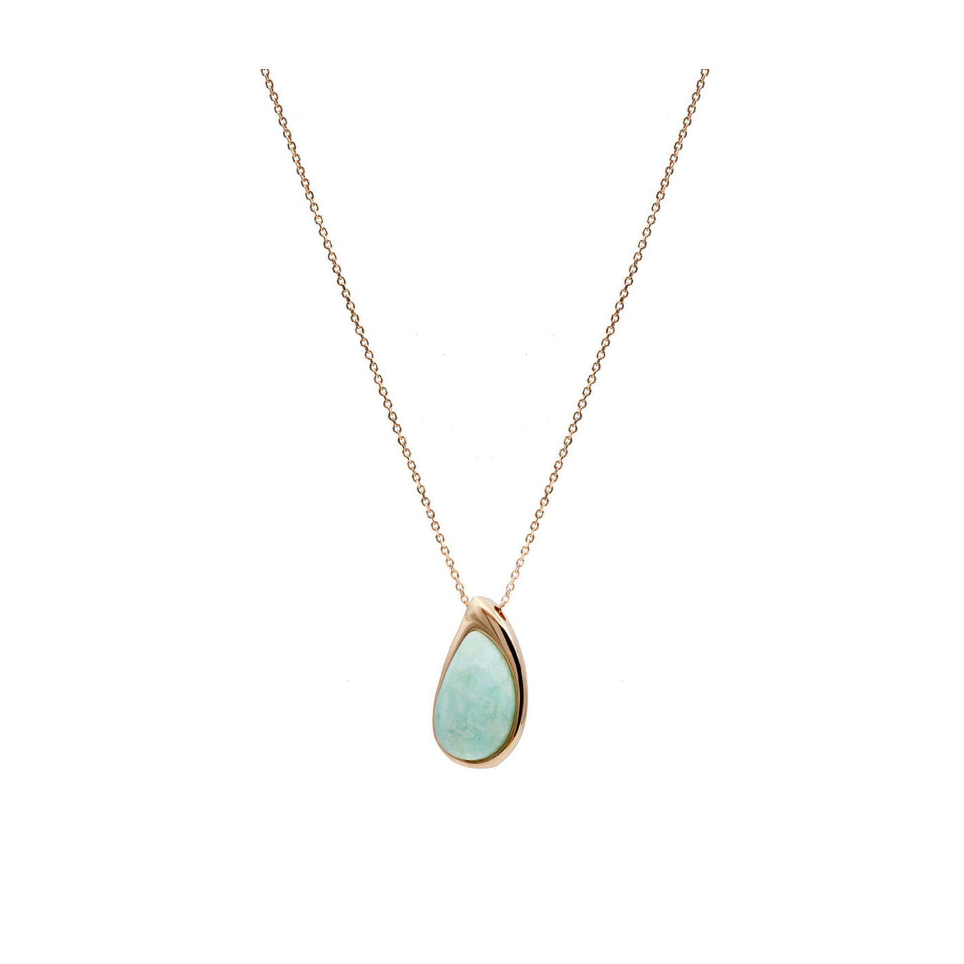 Necklace with drop shaped aquamarine stone