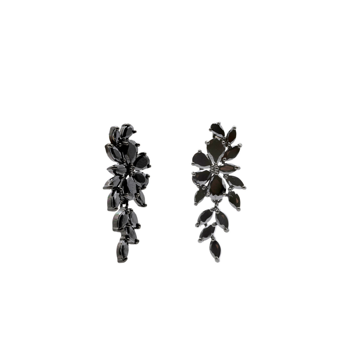 Long black silver earrings 3