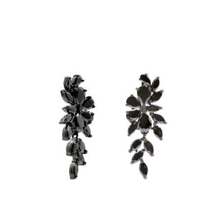 Long black silver earrings 3