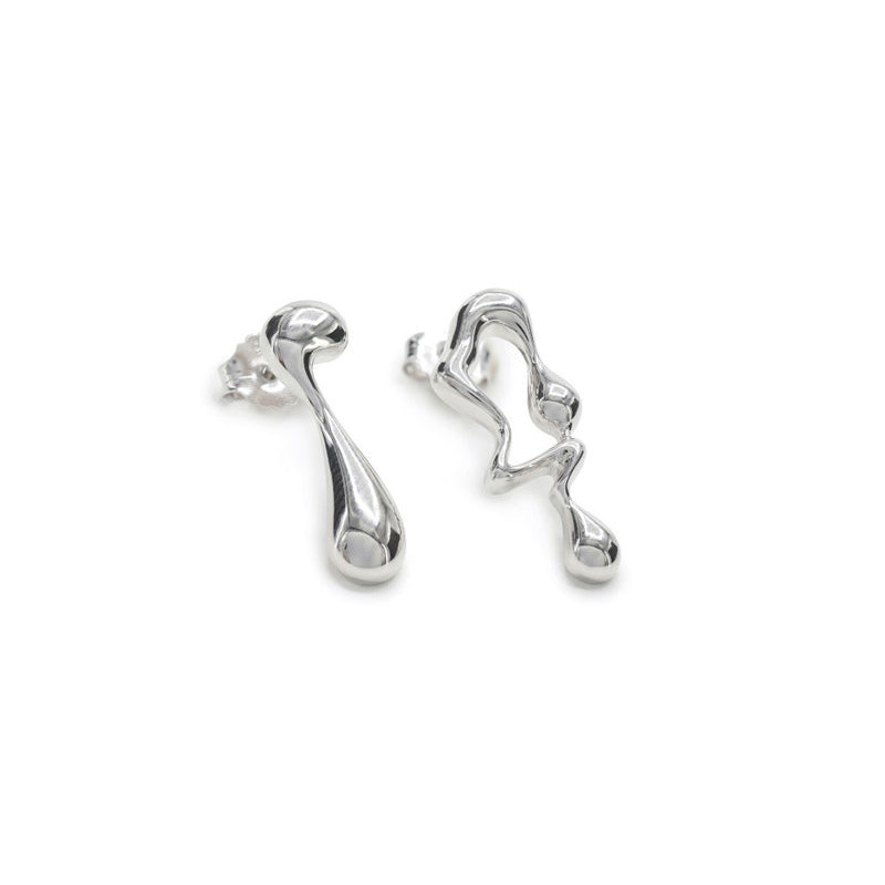 Original silver earrings with asymmetrical drop design