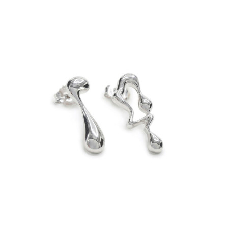 Original silver earrings with asymmetrical drop design