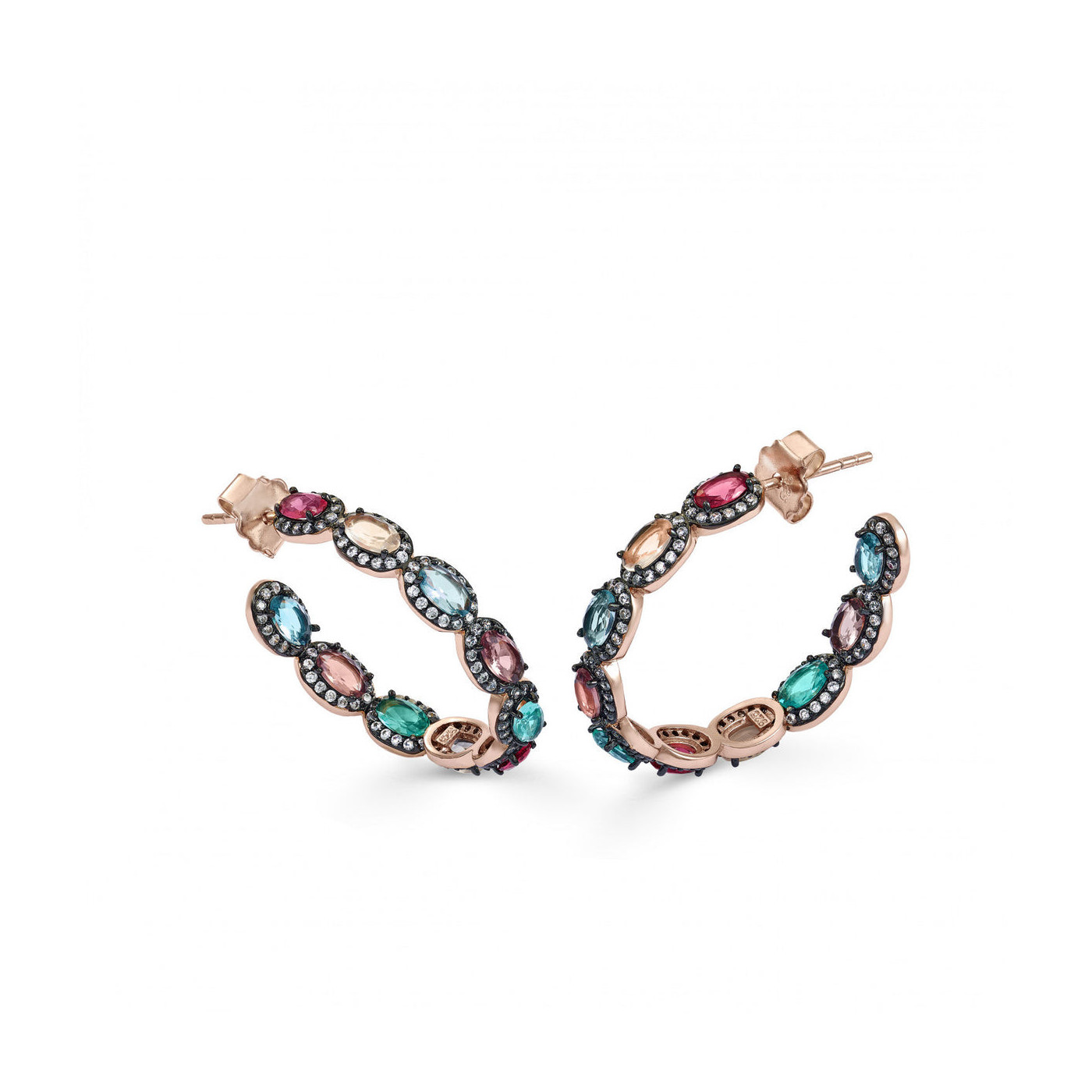 Hoop earrings with multicolored  stones