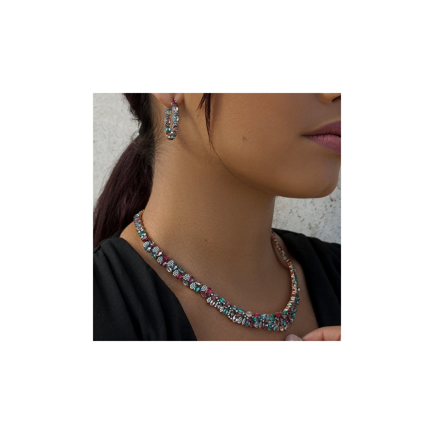 Necklaces with  multicolored stones