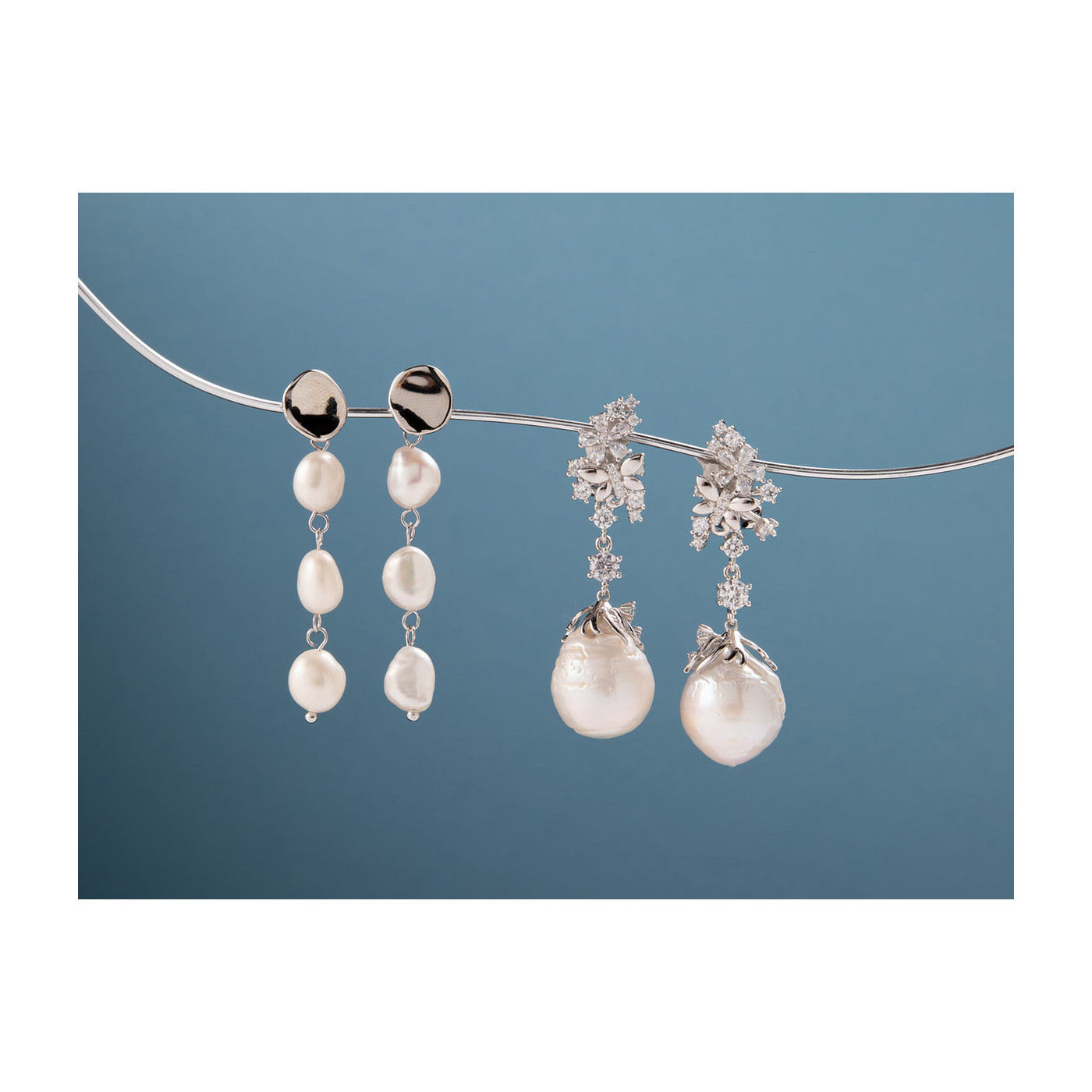 Baroque style pearl earrings vintage design