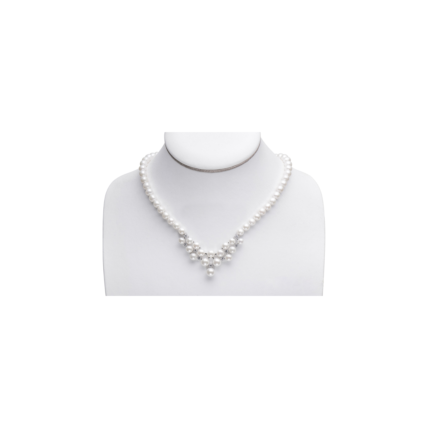 Pearl and Cubic Zirconia Necklace - 43 cm