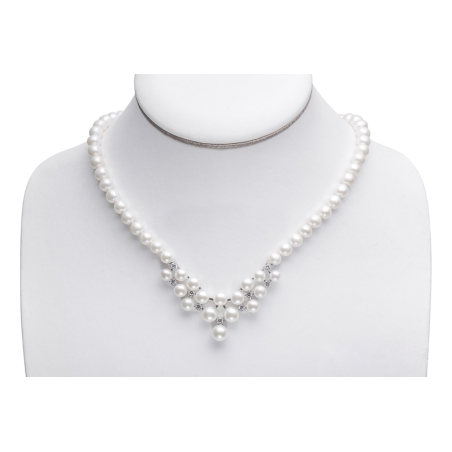 Pearl and Cubic Zirconia Necklace - 43 cm
